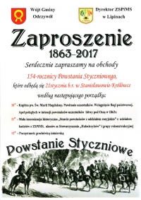 Zaproszenie na obchody 154-rocznicy Powstania Styczniowego