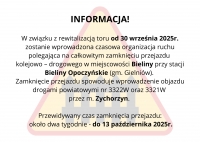 Przejazd w Bielinach zamknięty 30 września!!