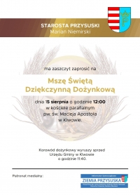 Zaproszenie na Mszę Dożynkową