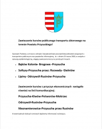 Zawieszenie kurs&oacute;w publicznego transportu zbiorowego na terenie Powiatu Przysuskiego!