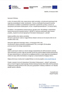 Asystent Ucznia Ze Specjalnymi Potrzebami Edukacyjnymi &ndash; pilotaż