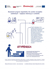Mazowiecki program stypendialny dla uczni&oacute;w szczeg&oacute;lnie uzdolnionych.