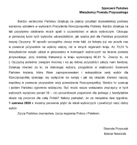 Podziękowanie Starosty Przysuskiego.