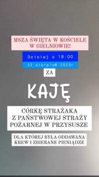 Zaproszenie na mszę świętą 22.08.2023