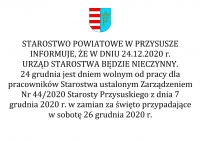 Starostwo Powiatowe w Przysusze - informuje