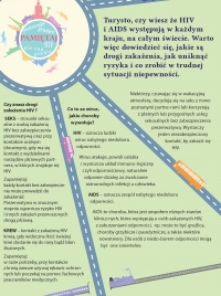 Turysto, czy wiesz, że HIV i AIDS występują w każdym kraju, na całym świecie&hellip;. Przywieź ze sobą z wakacji tylko dobre wspomnienia!