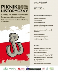 Muzeum serdecznie zaprasza na Piknik historyczny z okazji 80. rocznicy wybuchu Powstania Warszawskiego.