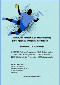 TURNIEJ W RAMACH LIGI MAZOWIECKIEJ PIŁKI RĘCZNEJ CHŁOPC&Oacute;W