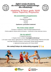 Zaproszenie na miniturniej siatkarski dla uczni&oacute;w szk&oacute;ł podstawowych w ramach ORLEN BEACH VOLLEY TOUR PKO PRZYSUCHA 2023!
