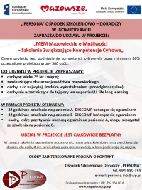 &bdquo;MEM Mazowieckie e-Możliwości  &ndash; Szkolenia Zwiększające Kompetencje Cyfrowe&bdquo;