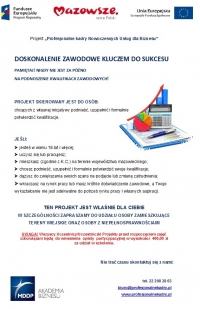 Projekt "Profesjonalne kadry Nowoczesnych Usług dla Biznesu"