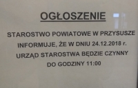 Skr&oacute;cony czas pracy 24.12.2018r.