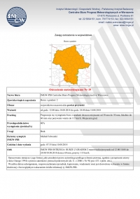 Ostrzeżenie meteorologiczne IMGW dla mieszkańc&oacute;w powiatu!!